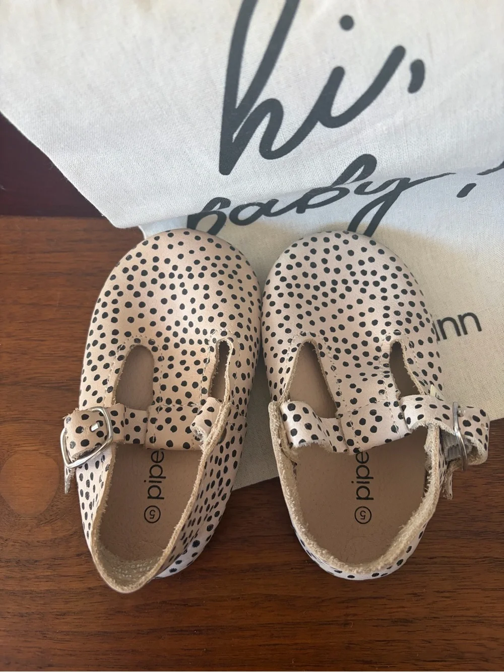 Piper Finn leather Polka Dot T-Strap Toddler Shoes